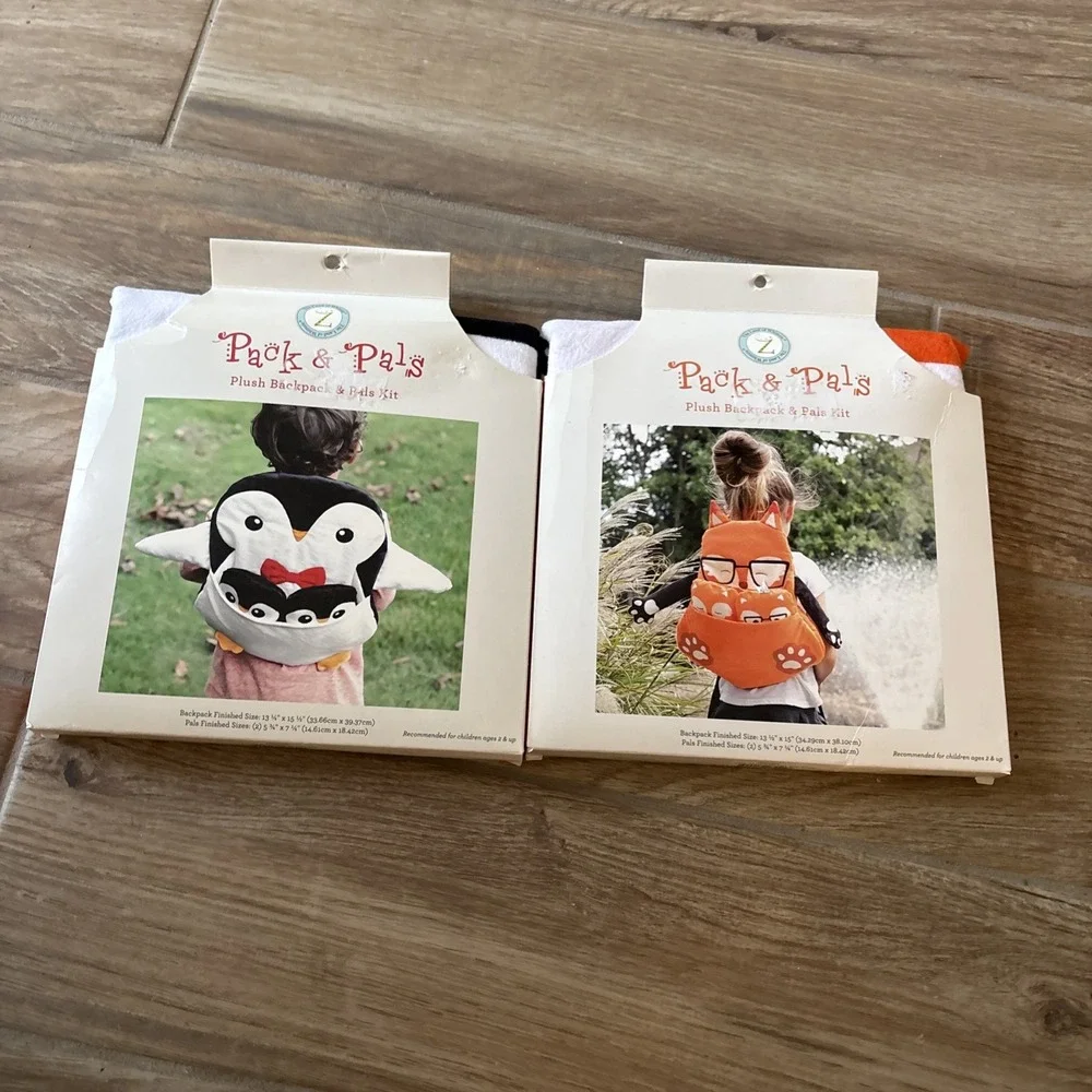 Pack & Pals Plush Penguin & Fox Backpack‎ Kits 13.25